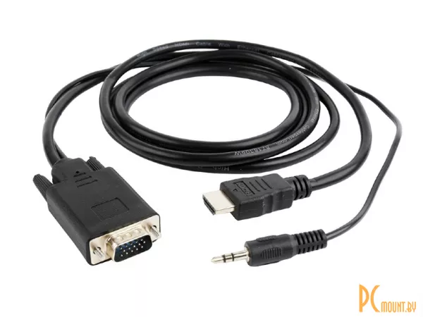 Кабель-переходник HDMI to VGA +3.5audio, Gembird A-HDMI-VGA-03-10, 3m, Black