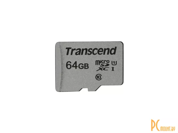 Карта памяти MicroSDXC, 64GB, Сlass 10, UHS-I, U1, Transcend TS64GUSD300S-A