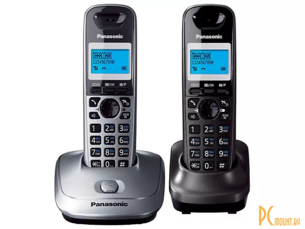 Радиотелефон Panasonic KX-TG2512RU2 Dect, две трубки, цвет серый металлик / темно-серый металлик